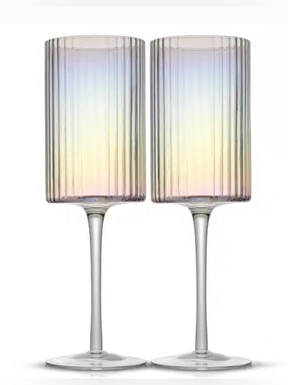 2 Christian Siriano Chroma Iridescent Wine Glasses by JoyJolt. 13oz capacity